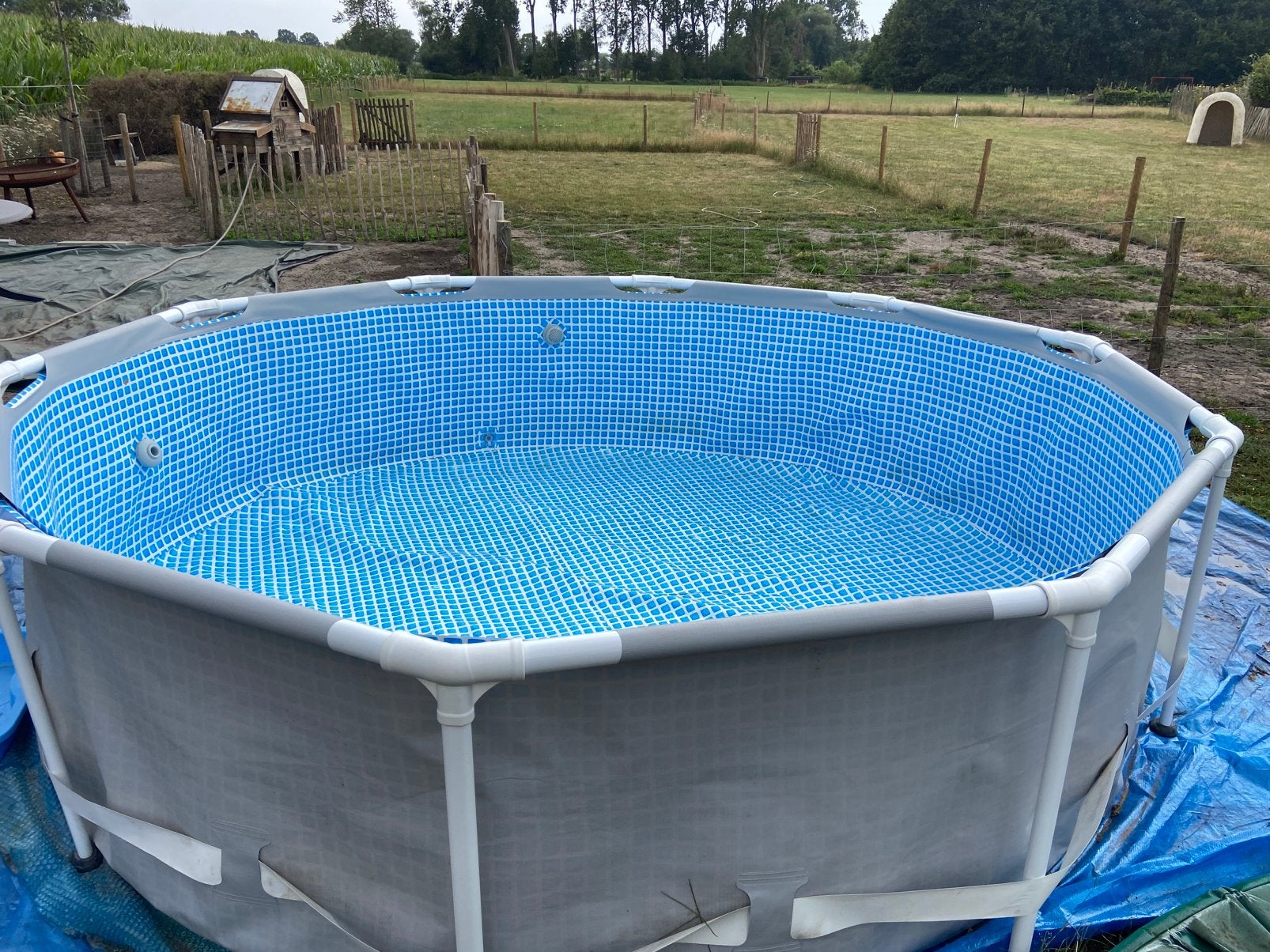Opbouw zwembad met zandfilter en warmtepomp, Tuin en Terras, Ophalen, Zo goed als nieuw