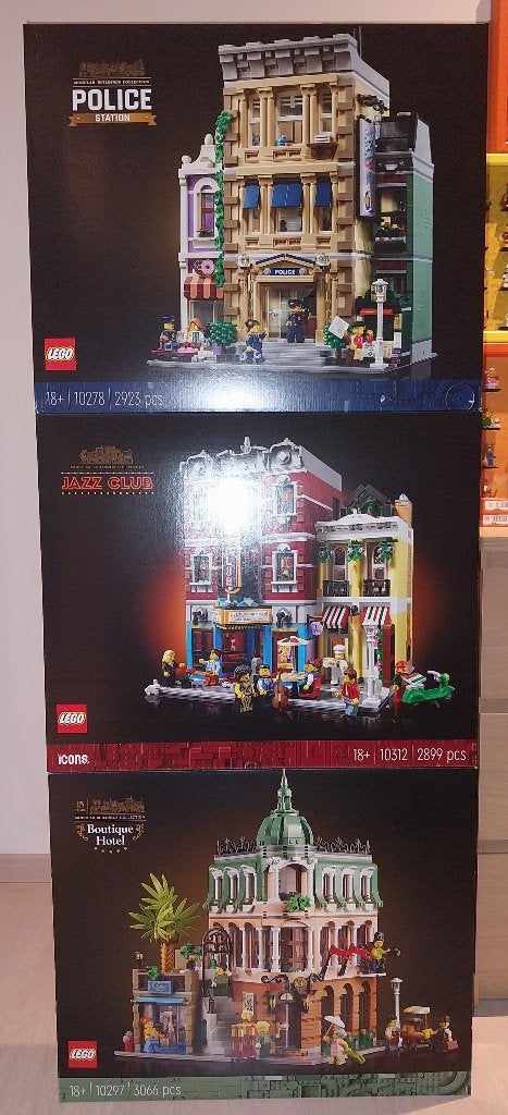 Lego modular buildings 10278, 10297 en 10312, Lego, Nieuw, Ophalen of Verzenden, Compleet