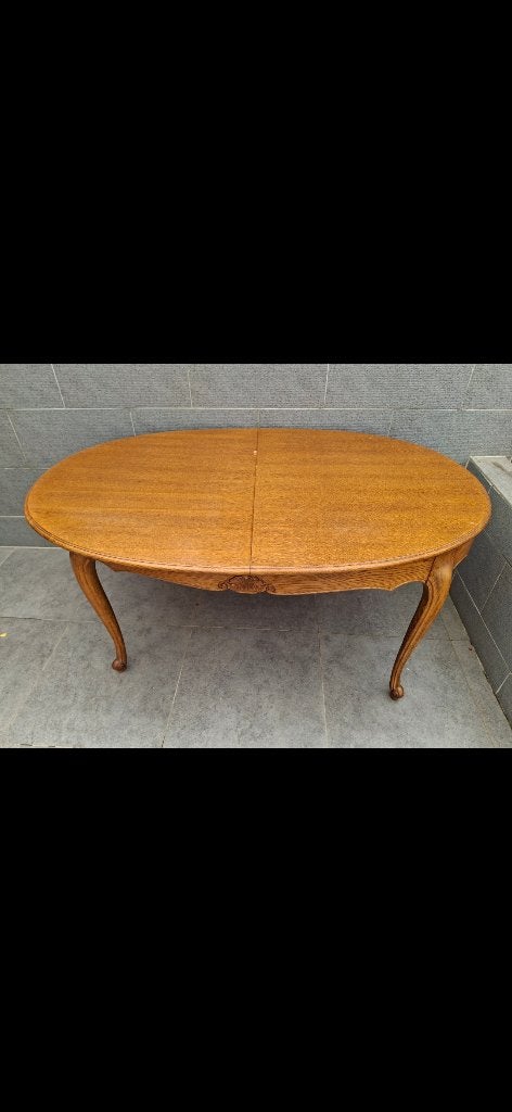 Table a salle a manger ovale en chêne massif, 100 à 150 cm, Cinq personnes ou plus, Enlèvement, Utilisé