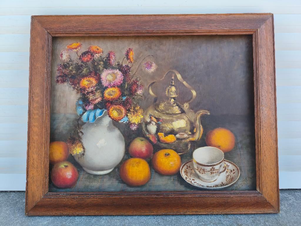 Huile sur toile nature morte signe p meunier, Enlèvement ou Envoi