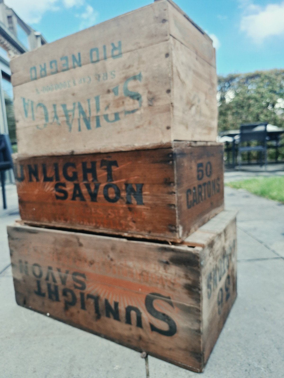 antieke houten kisten sunlight  en spinaycia, Ophalen