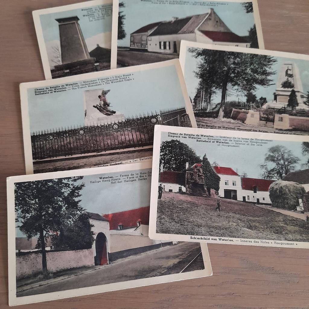6 oude zichtkaarten Slagveld van Waterloo., Ophalen of Verzenden