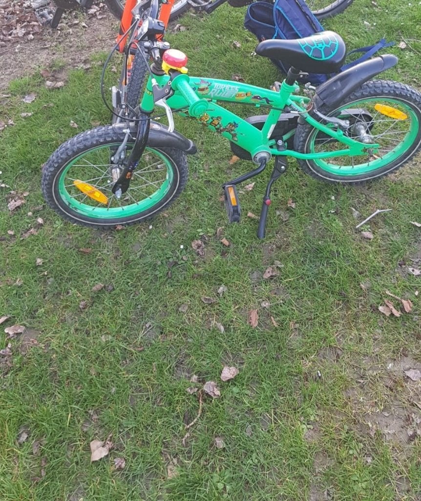 16 inch kinderfiets, Ninja Turtles-thema, Fietsen en Brommers, Ophalen, Velgrem, Autre, 16 tot 20 inch