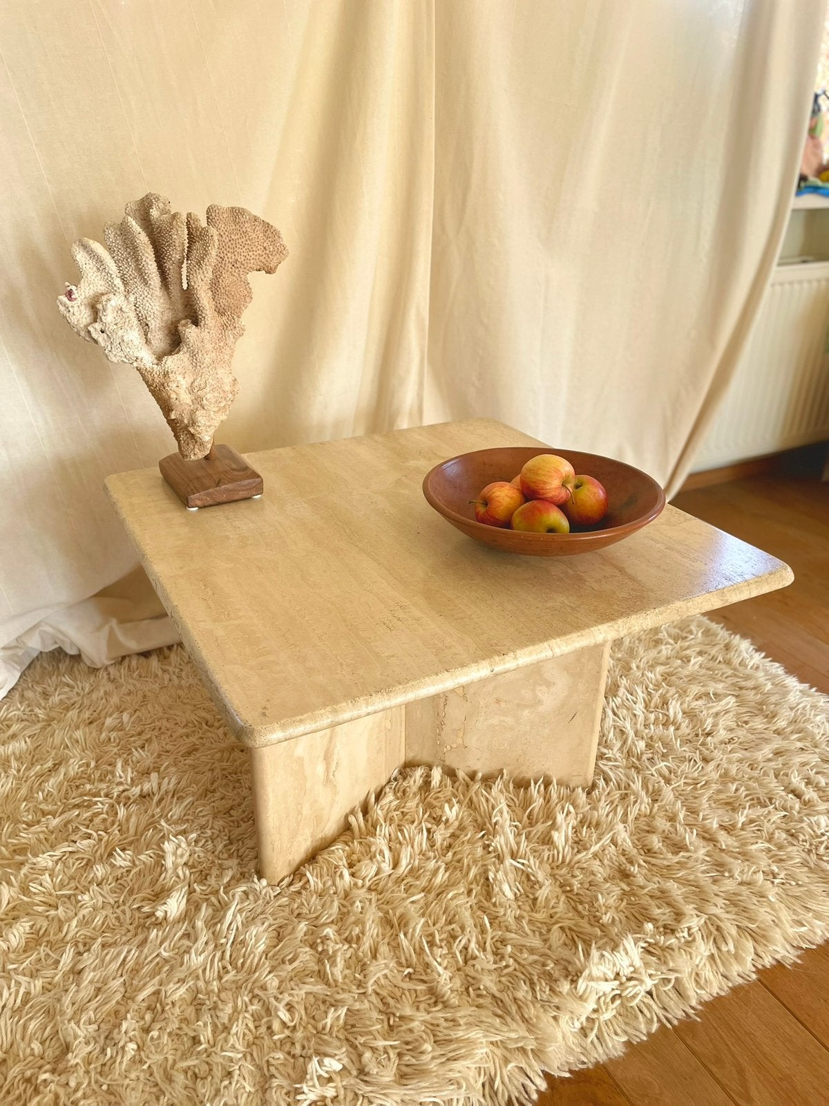 Originele Travertin salontafel italiaans design jaren 70, Huis en Inrichting, Tafels | Salontafels, Ophalen, Zo goed als nieuw