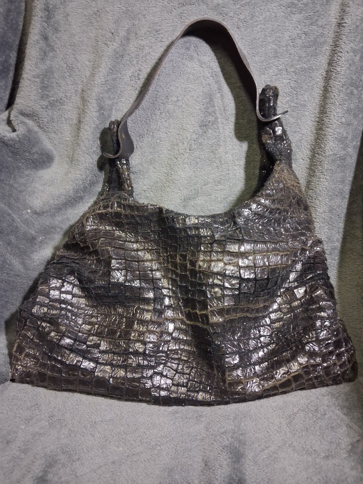 Vintage DITOX handtas – zwart/bruin krokodillenlook – retro, Handtassen en Accessoires, Tassen | Damestassen, Ophalen, Zwart, Handtas