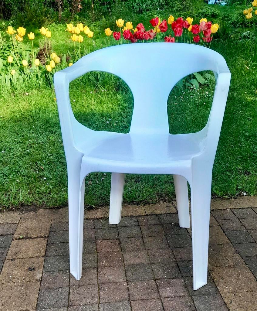 Vijf vintage tuinstoelen Stamp, Tuin en Terras, Ophalen, Plastic