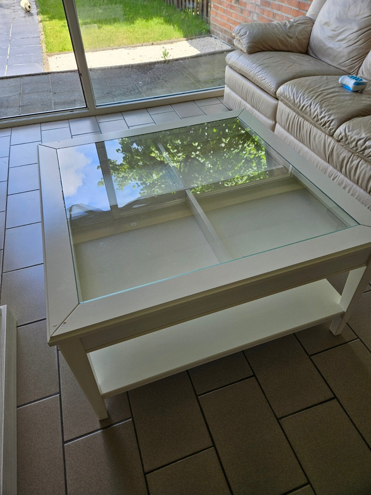 Salontafel met schuiven en glas, Huis en Inrichting, Ophalen, Glas