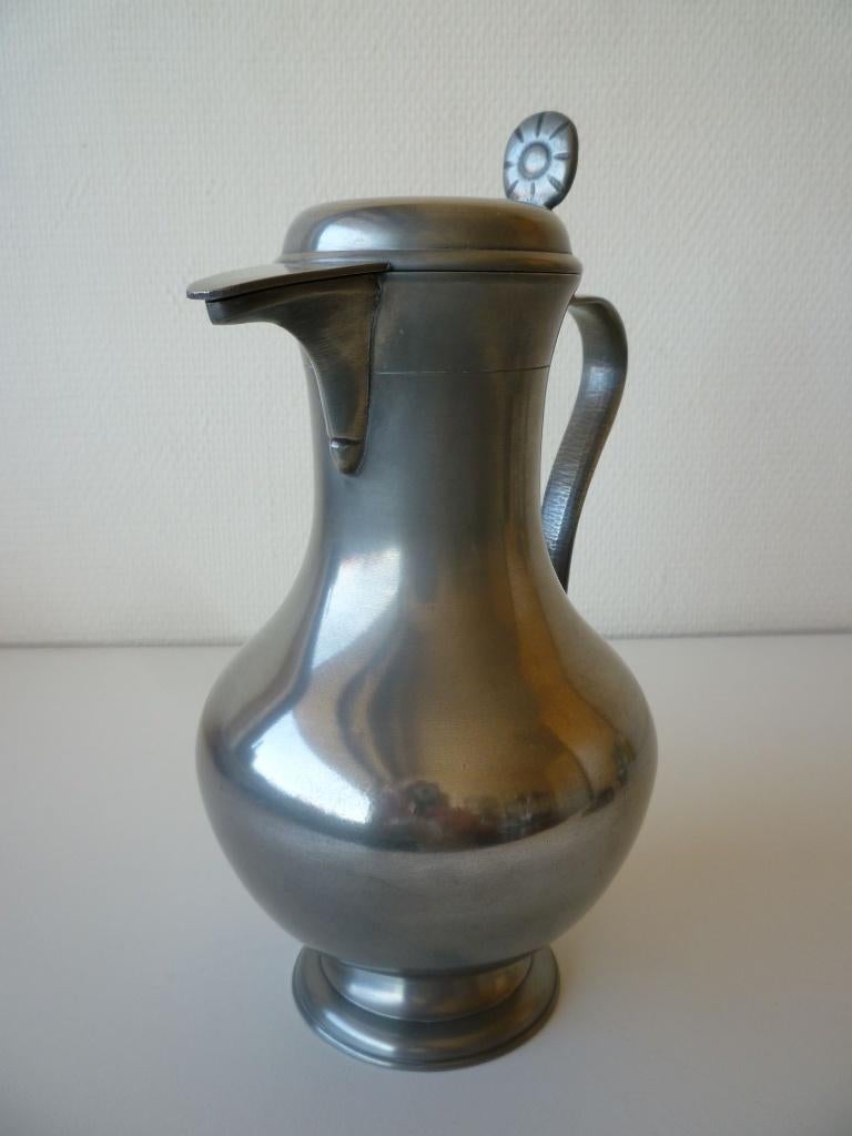 Oude karaf/kruik van puur tin, Ophalen of Verzenden