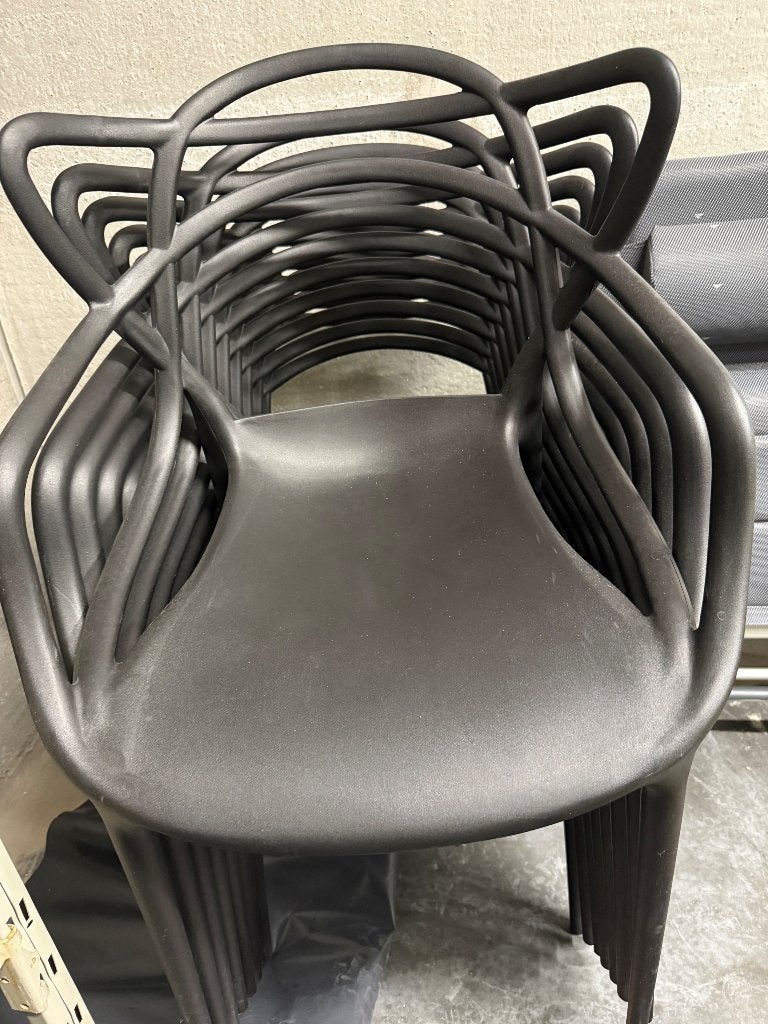 8 design stoelen, Maison & Meubles, Chaises, Enlèvement, Comme neuf, Noir, Synthétique