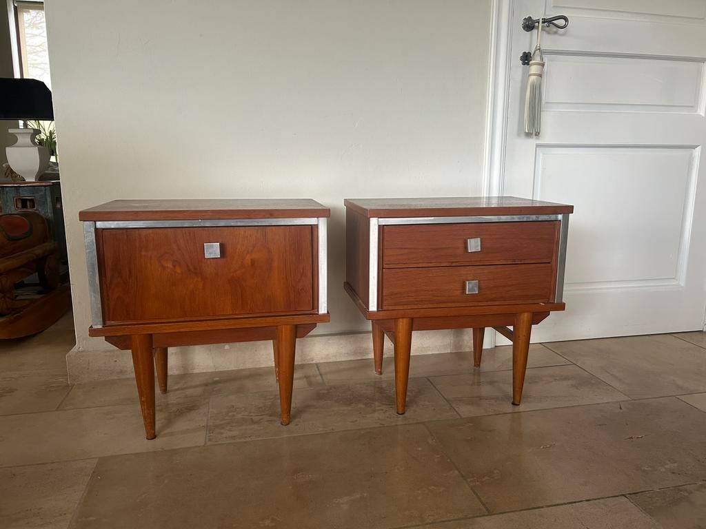 Paire tables de chevet vintage scandinave, Enlèvement, Utilisé, Bois