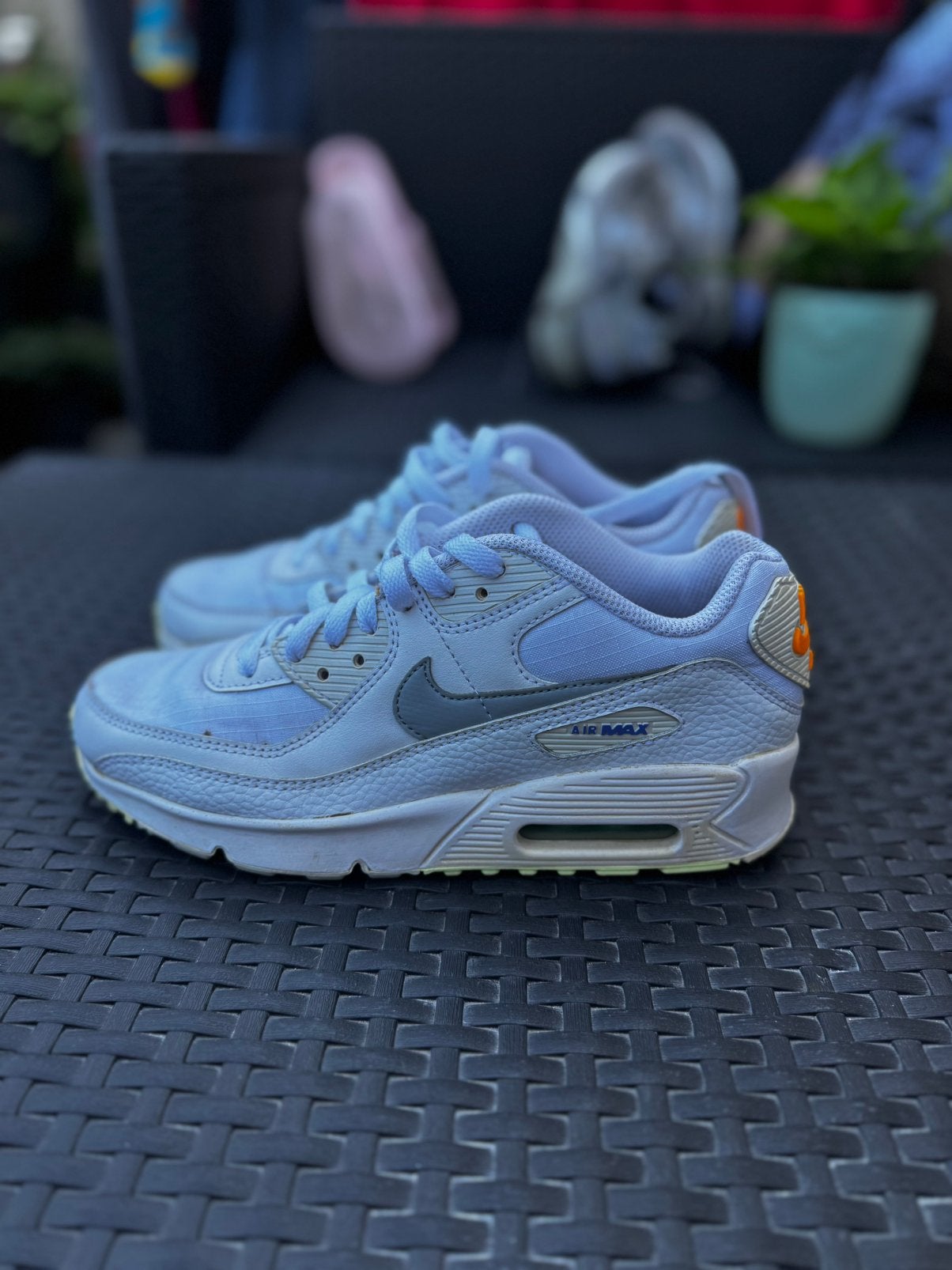 Nike Air Max 90 White Laser Orange – Maat 38 (24 cm) – Goede, Ophalen of Verzenden, Gedragen, Wit, Sportschoenen