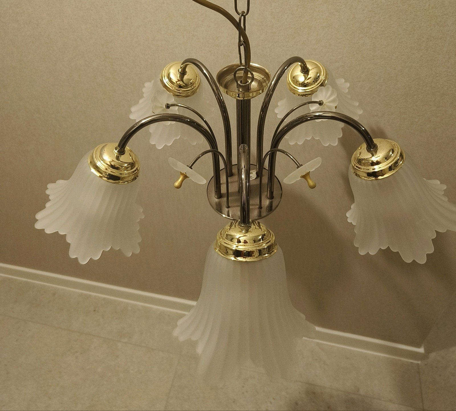 Klassieke hangluster - 5 lampen, Huis en Inrichting, Ophalen, Gebruikt, Klassiek