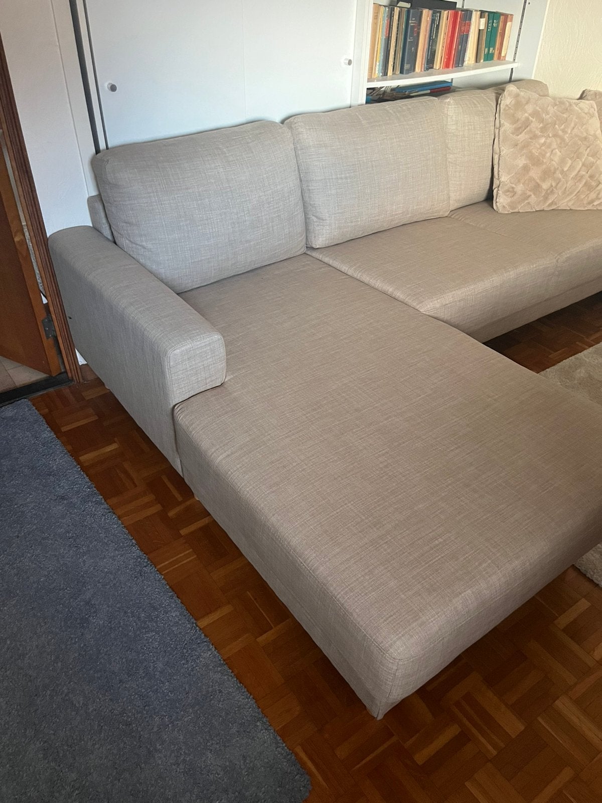 Zitbank met chaise longue / zetel te koop, Huis en Inrichting, Ophalen, Nieuw, Driepersoons, Stof
