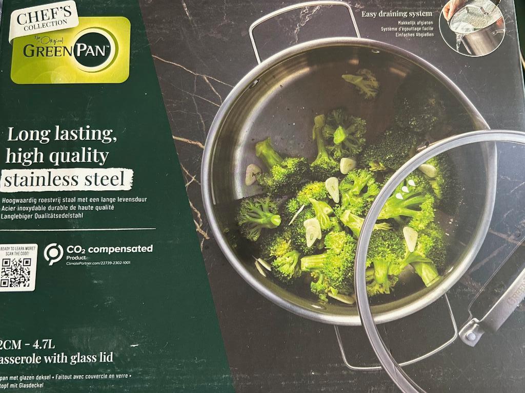 casserole  greenpan  22 cm 4.7 l  new, Huis en Inrichting, Ophalen of Verzenden, Nieuw, Inductieplaat
