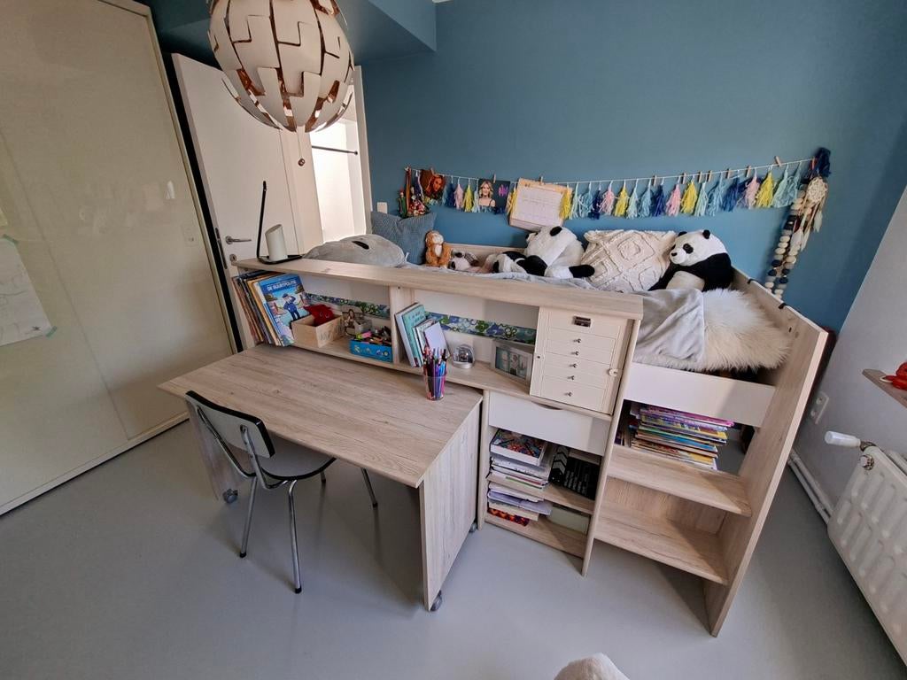 Halfhoge hoogslaper met bureel, Ophalen, Hoogslaper