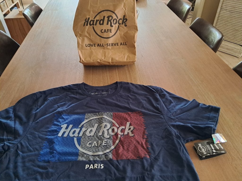 T-shirt hardrock café Parijs, Kleding | Heren, T-shirts, Ophalen, Maat 52/54 (L), Zwart, Nieuw