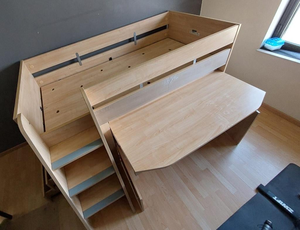 Lit mezzanine avec bureau gigogne, Enlèvement, Utilisé, Lit mi-hauteur mezzanine
