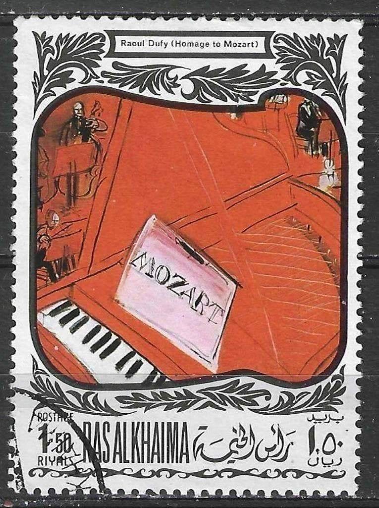 Ras el Khaïma 1969 - Stampworld 295 - Mozart - 1 R. (ST), Envoi, Affranchi