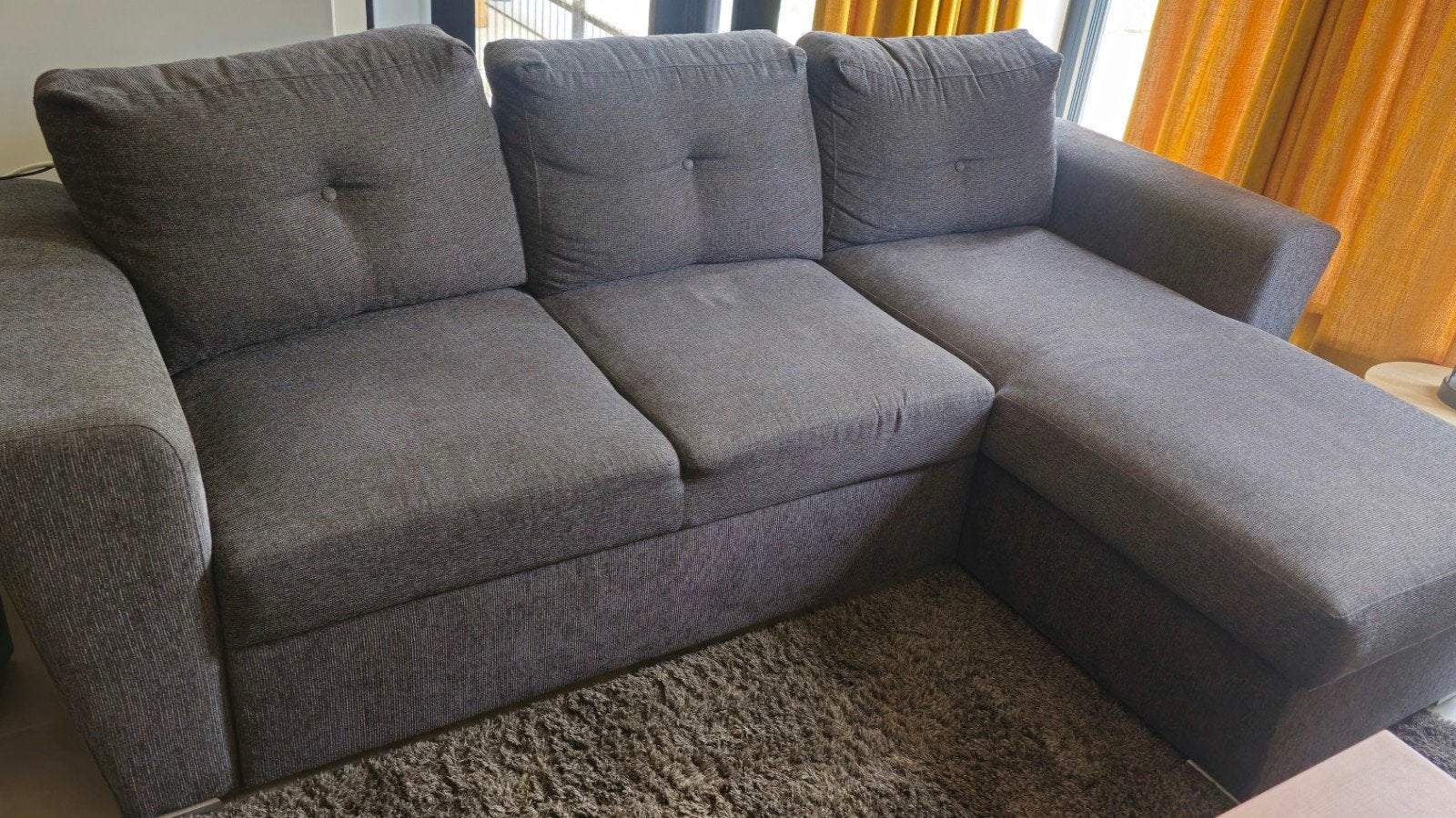 VEJLBY Bedbank Zetel Donkergrijs, Maison & Meubles, Canapés | Coins salons complets, Enlèvement, Comme neuf, Tissus
