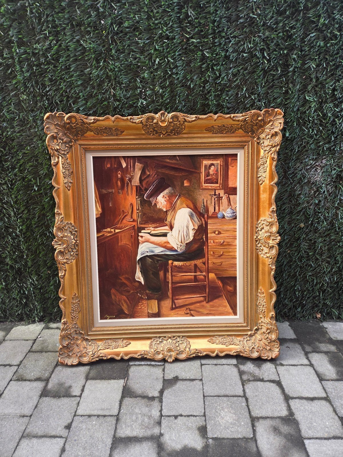 grote antieke schilderij, Ophalen