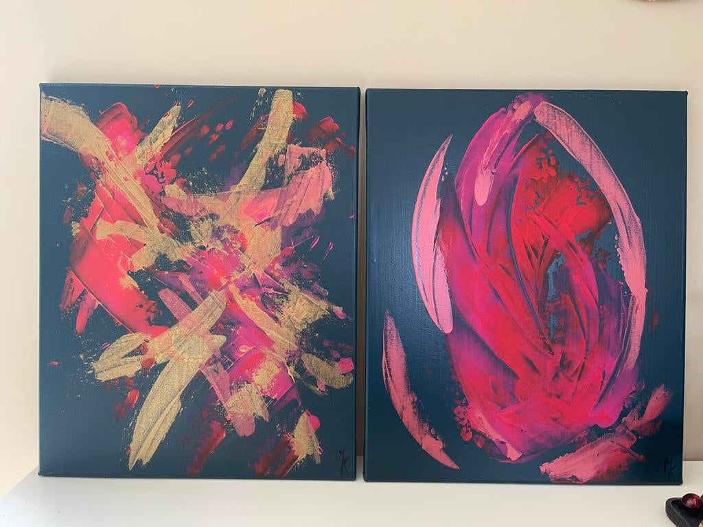 Abstract schilderij Mk Art, Antiek en Kunst, Ophalen of Verzenden
