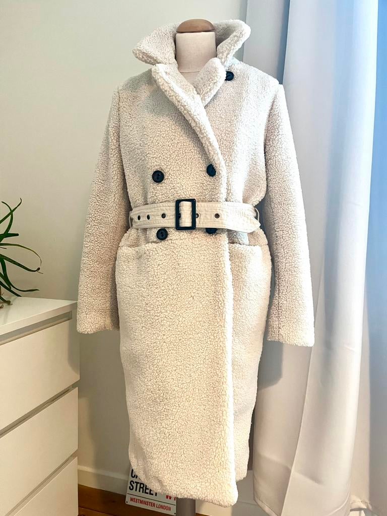 Warme witte/crèmekleurige sherpa-jas  CKS • xs, Ophalen of Verzenden, Gedragen, Maat 34 (XS) of kleiner, Wit