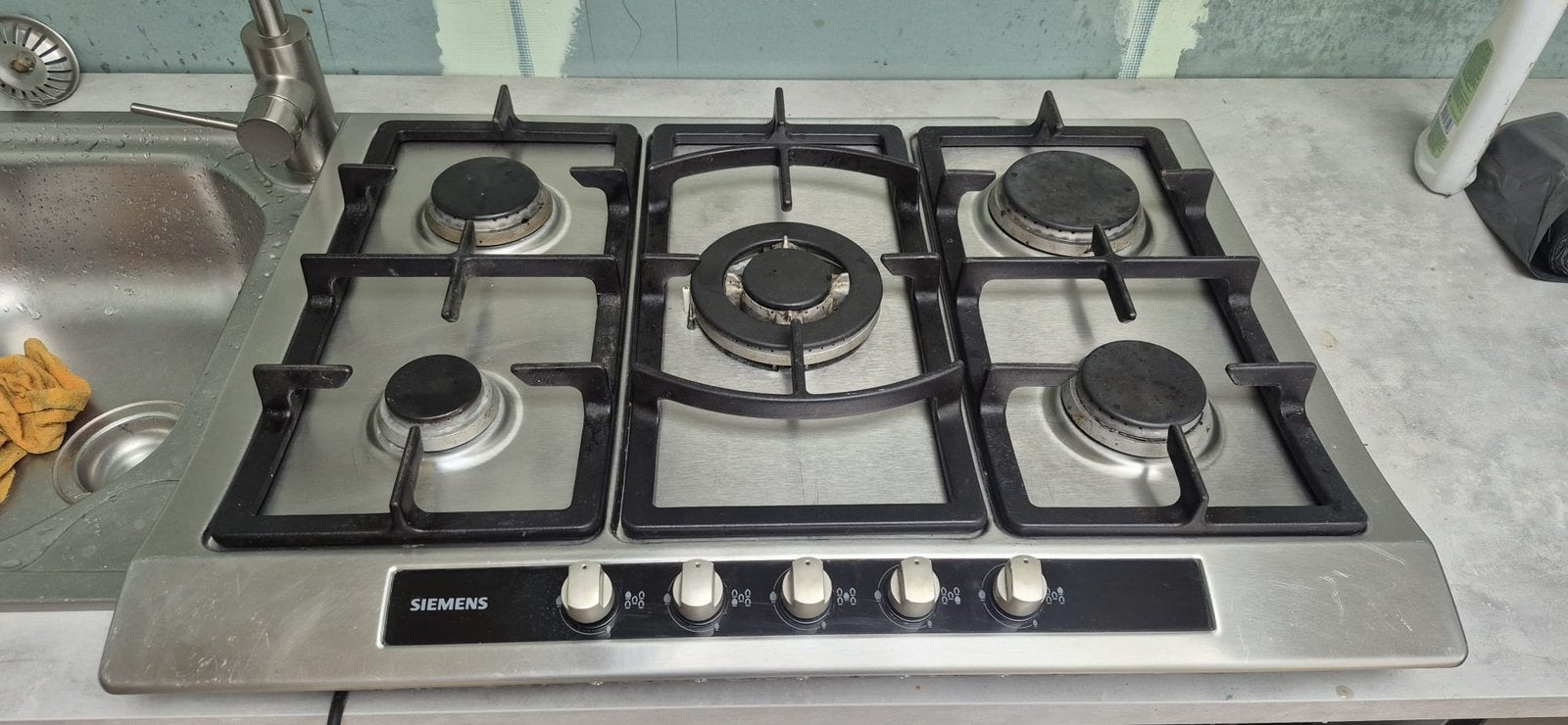 Siemens inbouw gaskookplaat – 5 branders – RVS – 70 cm, Ophalen, Zo goed als nieuw, Inbouw