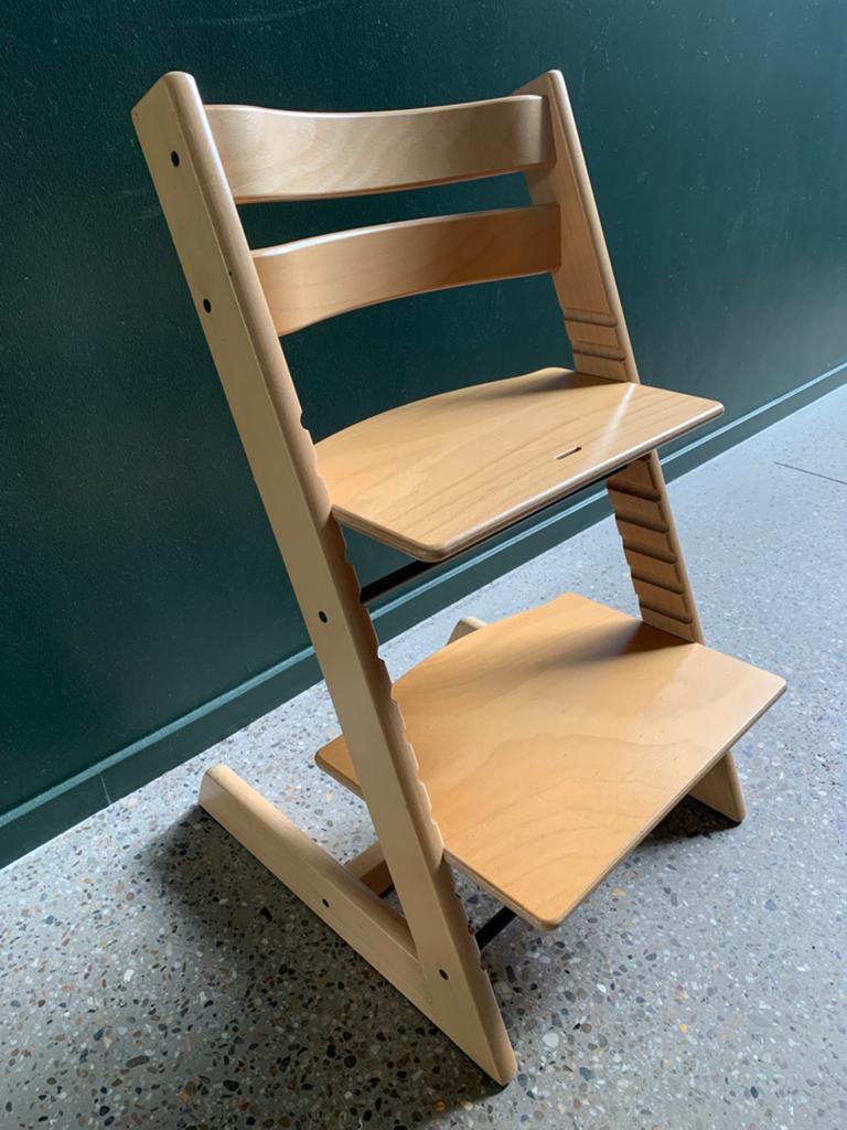 Stokke Tripp Trapp kinderstoel in naturel beukenhout, Ophalen, Gebruikt, Meegroeistoel, Aanschuifbaar