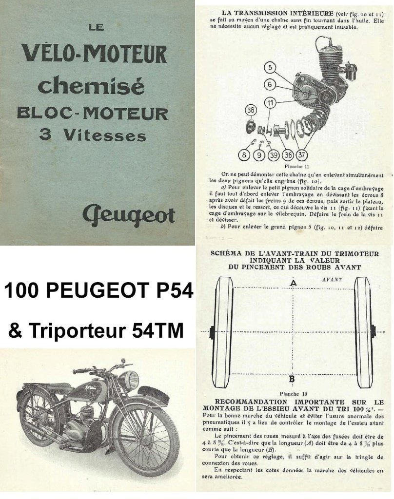 RTM 100 PEUGEOT P51-P52-P53-P54 & PEUGEOT driewieler., Motoren, Handleidingen en Instructieboekjes, Ophalen of Verzenden