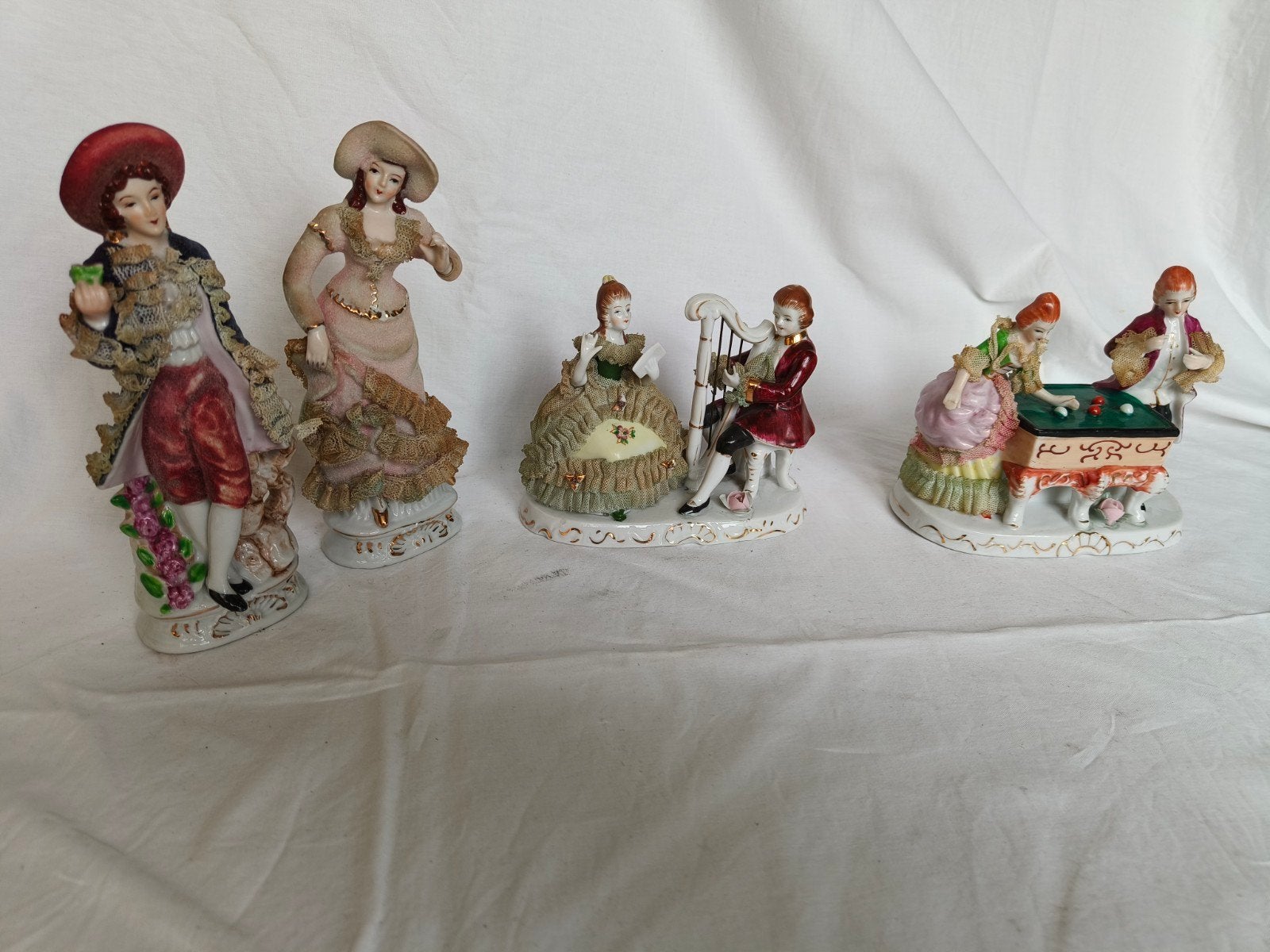 vintage Dresden stijl porseleinen tafereel, Ophalen of Verzenden