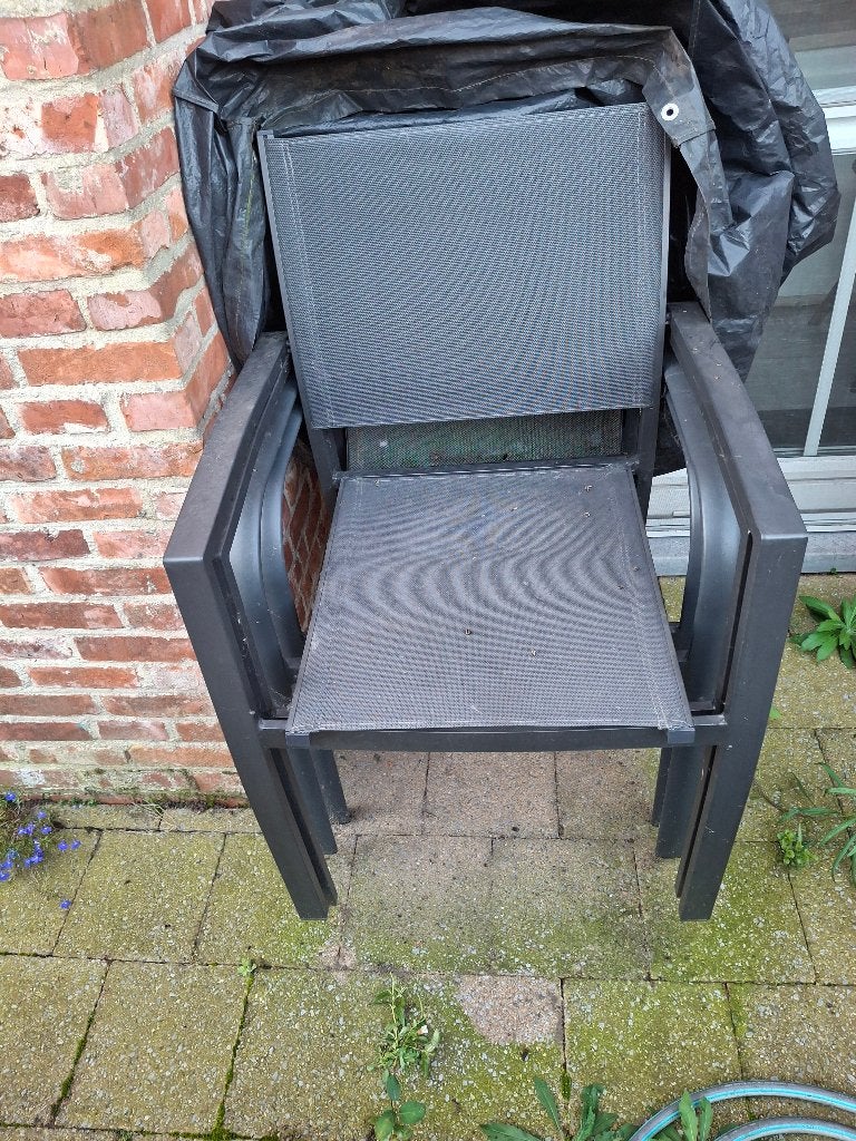 Terrassteoelen, Tuin en Terras, Ophalen, Zo goed als nieuw, Metaal, Stapelbaar