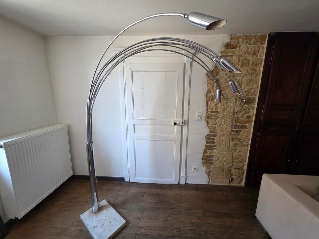 Lampe 7 branches italienne pied en marbre a restaurer, Enlèvement
