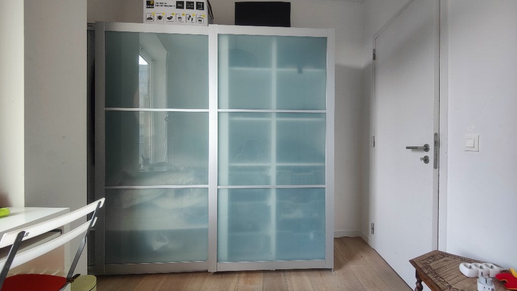 Penderie blanche avec portes vitrés (200x200x66), Maison & Meubles, 200 cm ou plus, Comme neuf, Enlèvement, 50 à 75 cm