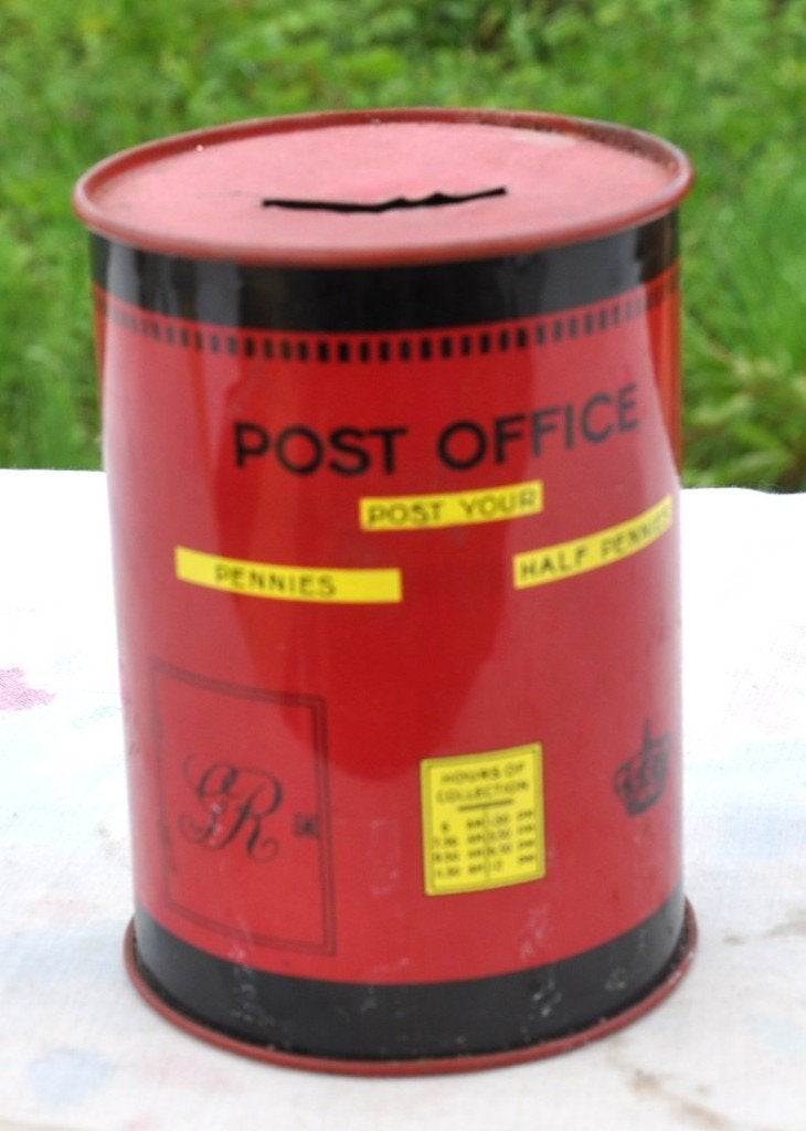tirelire vintage en metal de la poste, Ophalen of Verzenden, Gebruikt, Metaal of Blik, Overige thema's
