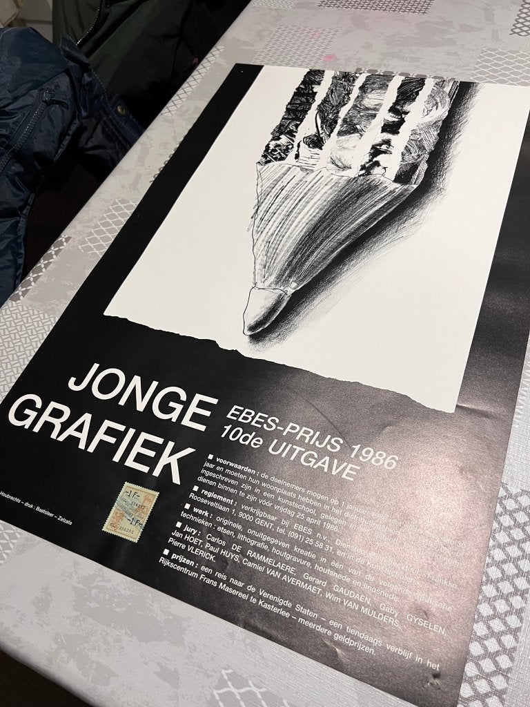 Vintage Poster Jonge Grafiek / EBES-Prijs 1986 10de uitgave, Verzamelen, Deurposter of groter, Ophalen of Verzenden, Reclame, Rechthoekig Staand