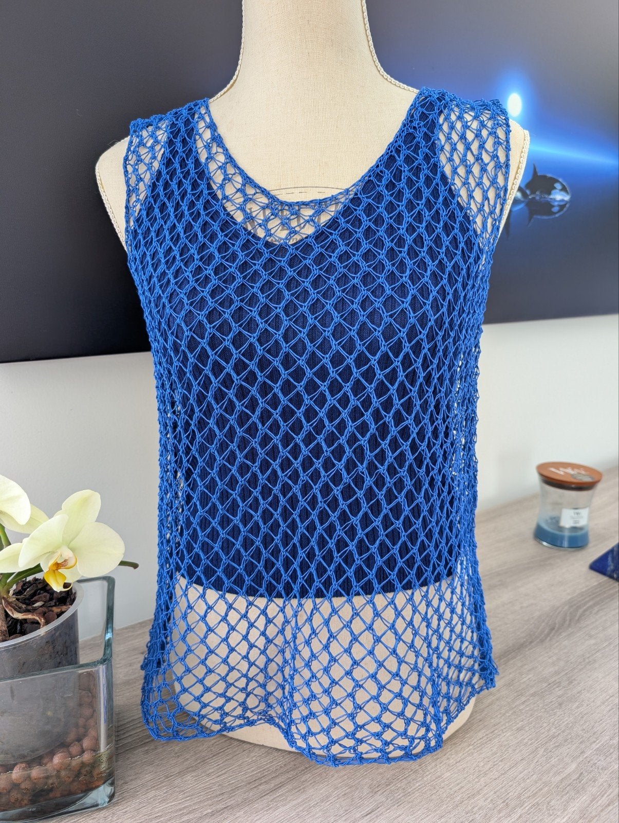 Ensemble 2 pièces bleu roi – crop top côtelé + top filet, Kleding | Dames, Topjes, Ophalen of Verzenden, Nieuw, Blauw, Zonder mouw
