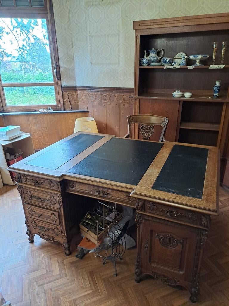 Bureau double caisson en chêne massif
