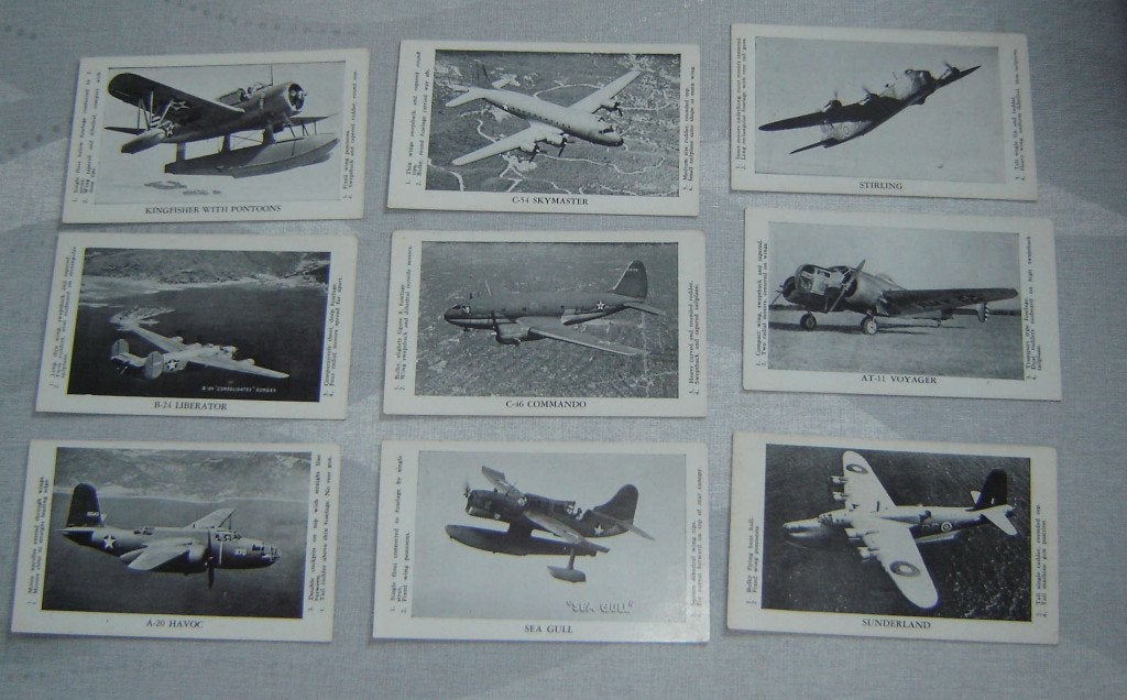 Chromos Vliegtuigen 9st, Verzamelen, Gebruikt, Verzenden, 1940 tot 1960, Prent