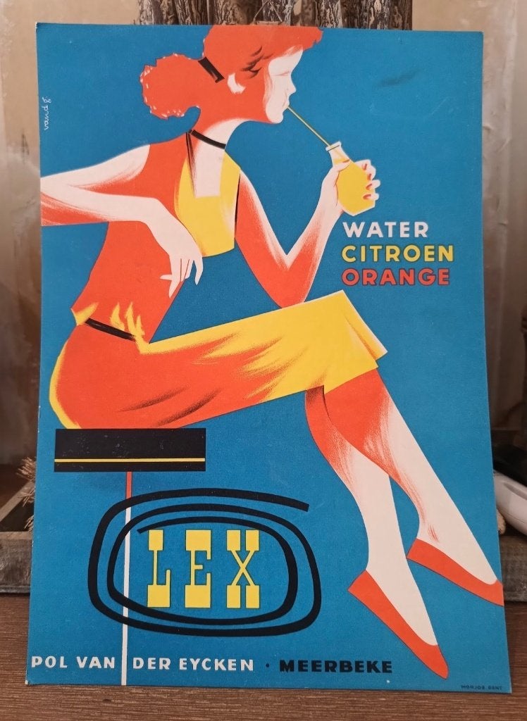 kartonnen reclamebord "Lex" meerbeke, Verzamelen, Ophalen, Gebruikt, Reclamebord