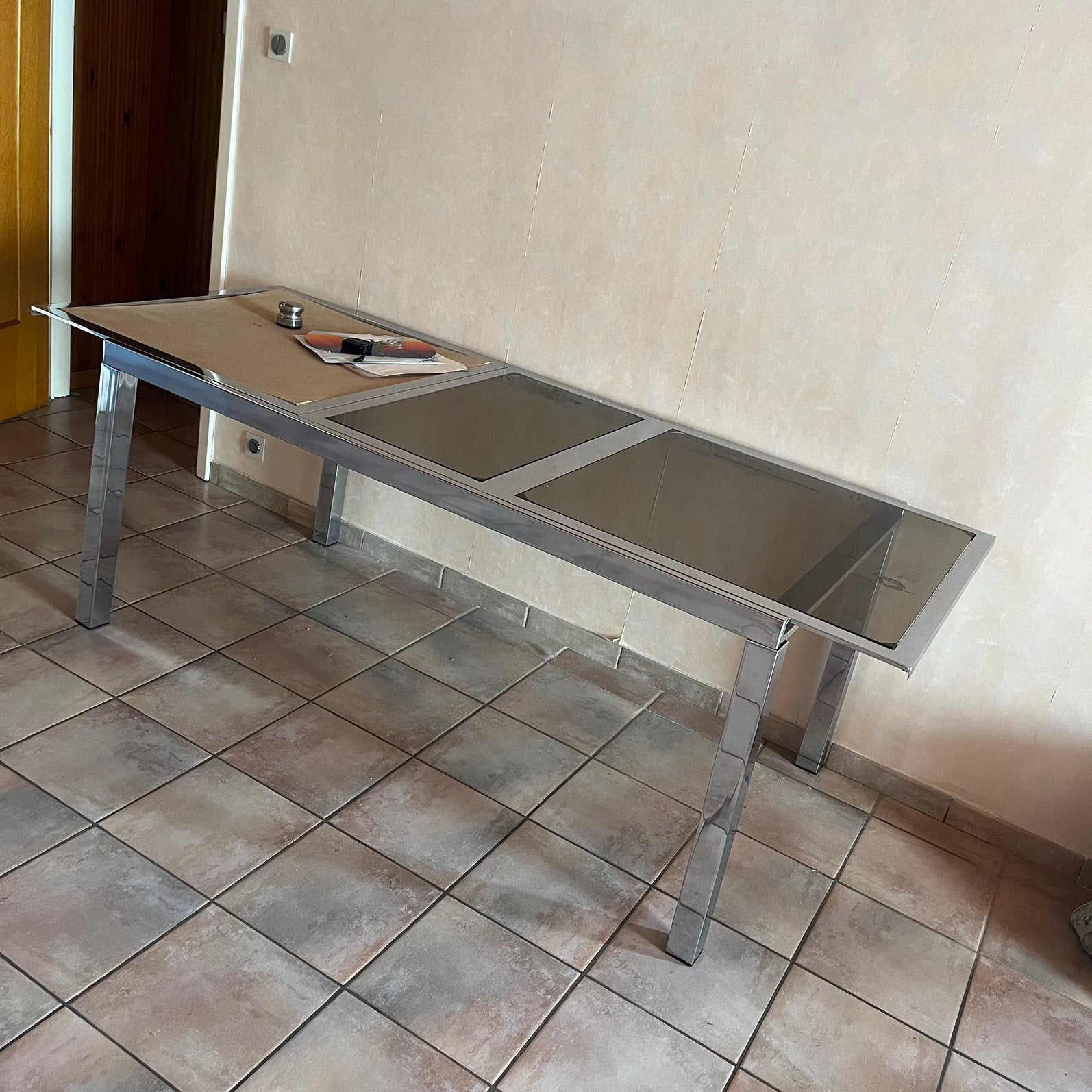 Table vintage annees 60, Ophalen, Zo goed als nieuw, Glas