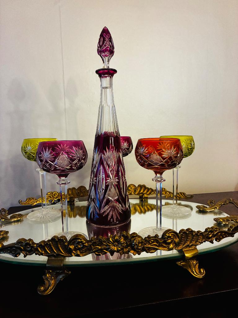Karaf en glazen val st lambert  kristal, Antiek en Kunst, Ophalen