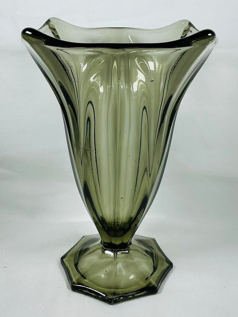 Vintage design Art Deco Luxval depession glas vaas 1930s, Antiek en Kunst, Ophalen of Verzenden