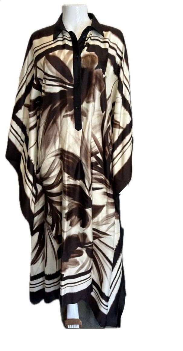 SARA ROKA Robe chemise boutonnée en soie, style kaftan,, Enlèvement ou Envoi, Comme neuf