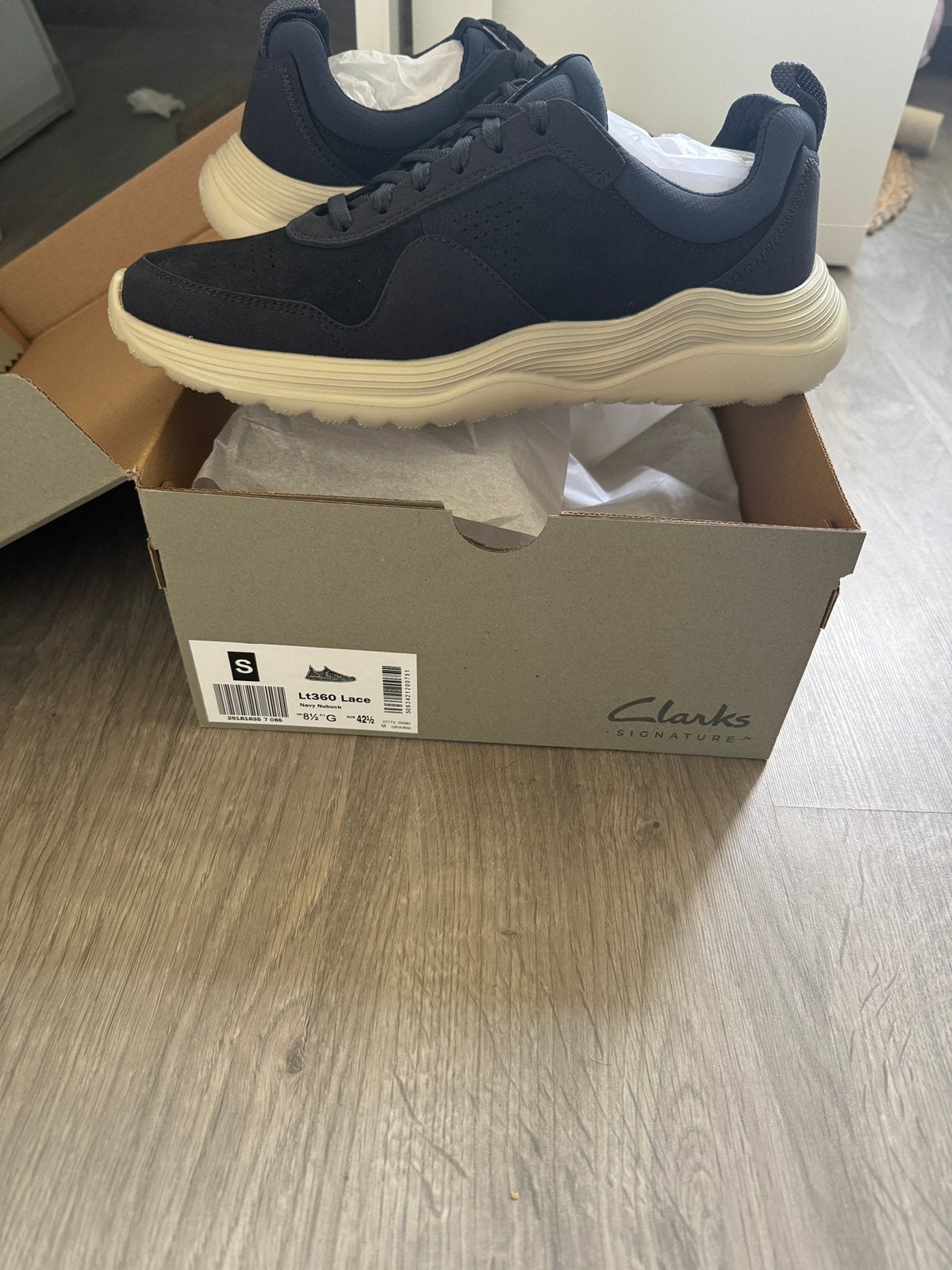 Nieuwe leren sneakers clarks LT360 lace navy nubuck, Ophalen of Verzenden, Nieuw, Blauw, Sneakers