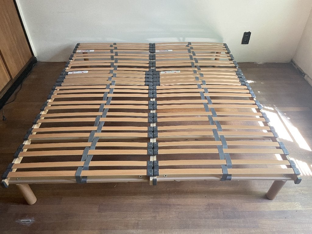 Sommier à lattes 2x 90 x 200 cm donc 180x200 avec pieds, 90 cm, Enlèvement, Utilisé, Sommier