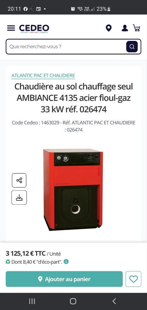 Chaudière fioul/gaz neuf, Bricolage & Construction, Chauffage & Radiateurs, Enlèvement