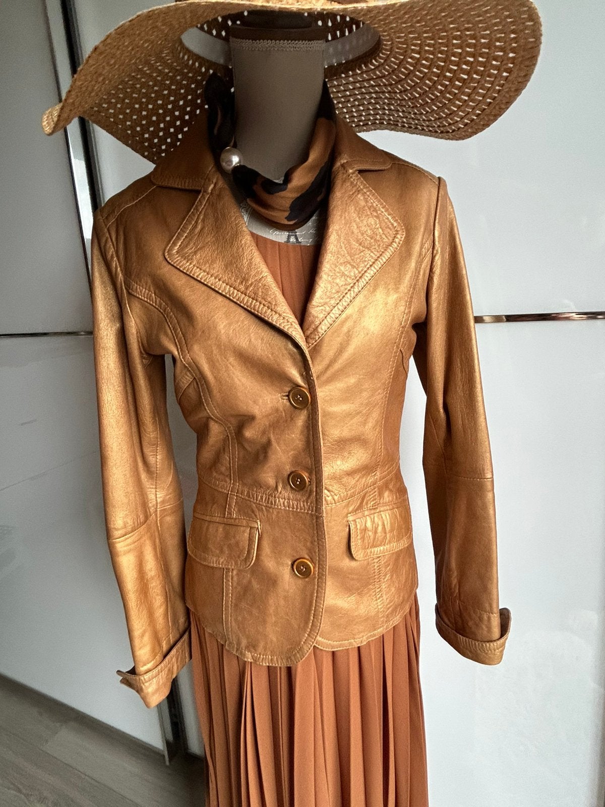 Veste en cuir doré, Envoi, Taille 38/40 (M), Doré, Manteau