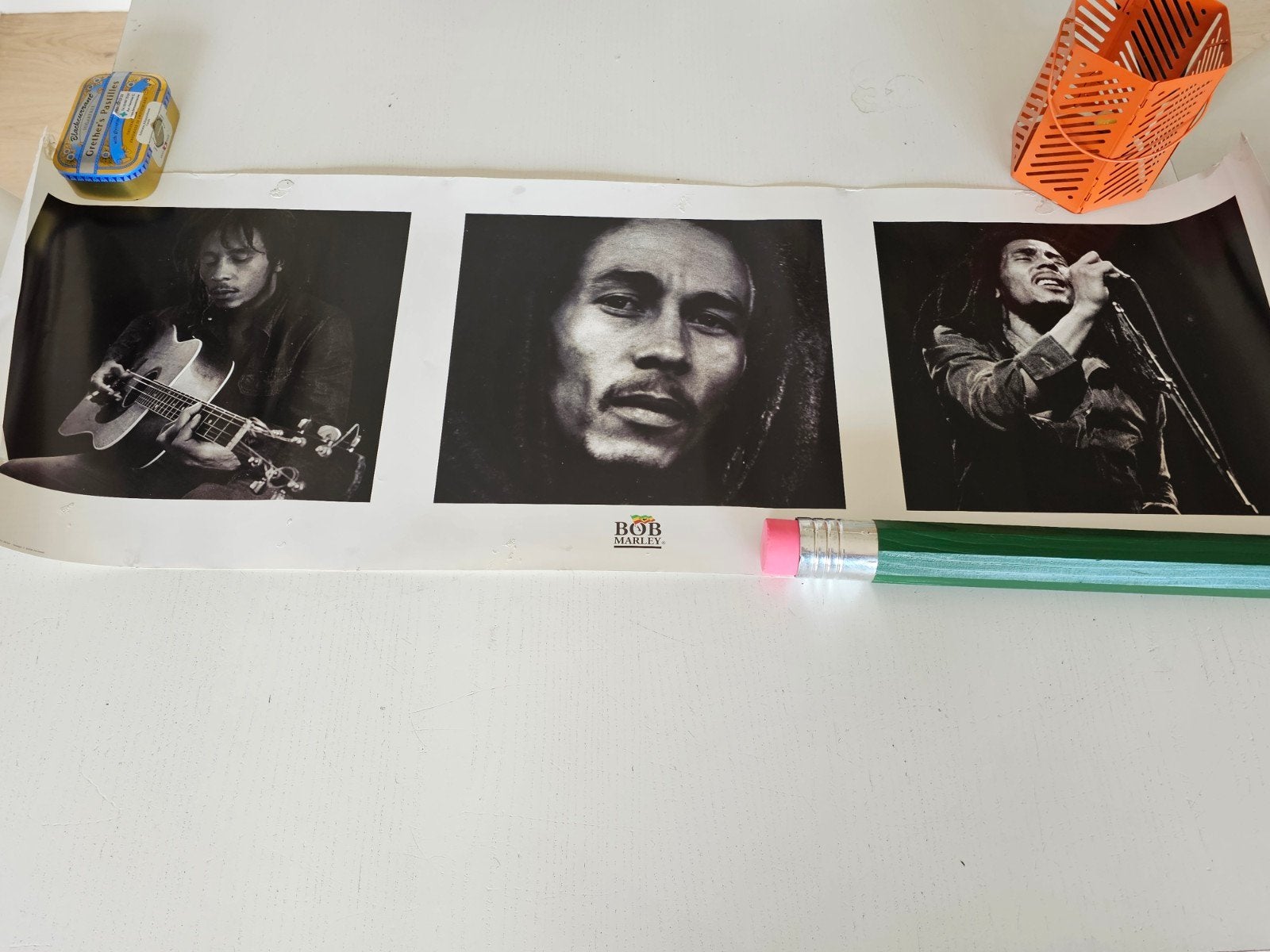 Poster Bob Marley Slim noir et blanc, Collections, Posters & Affiches, Enlèvement ou Envoi