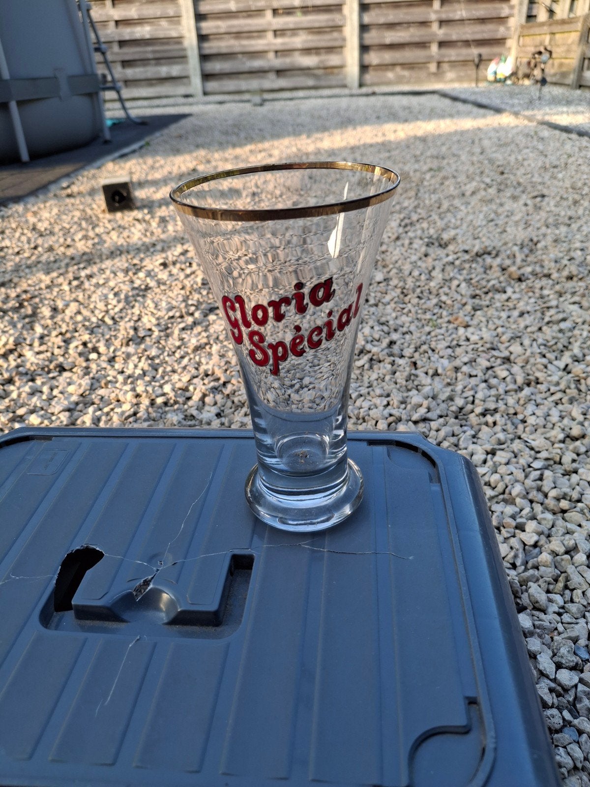Oud email bierglas gloria special, Verzamelen, Ophalen of Verzenden