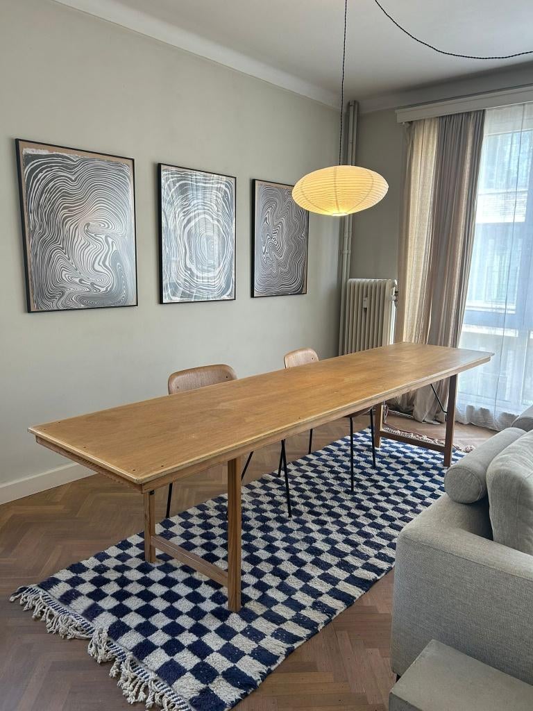 Schaakbord-tapijt - Blauw/Wit, Ophalen, Gebruikt, 100 tot 150 cm, Blauw